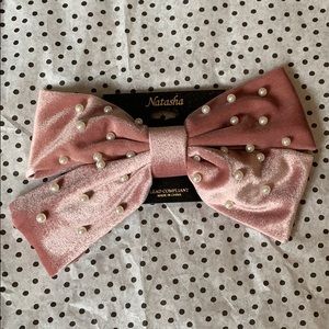 Tasha Pink Oversized Bow with Pearls